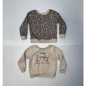 Lot of 2 Baby Girl Garanimals Sweatshirts 24 Months Beige Pink Leopard Cat